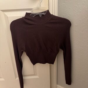 La Hearts Chocolate Ribbed Knit Top
